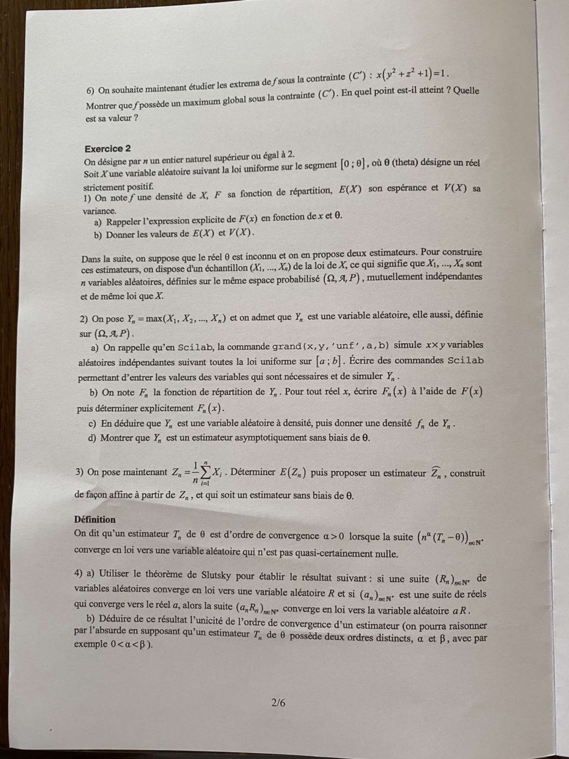 Math Matiques Edhec Ecs Sujet Mister Pr Pa