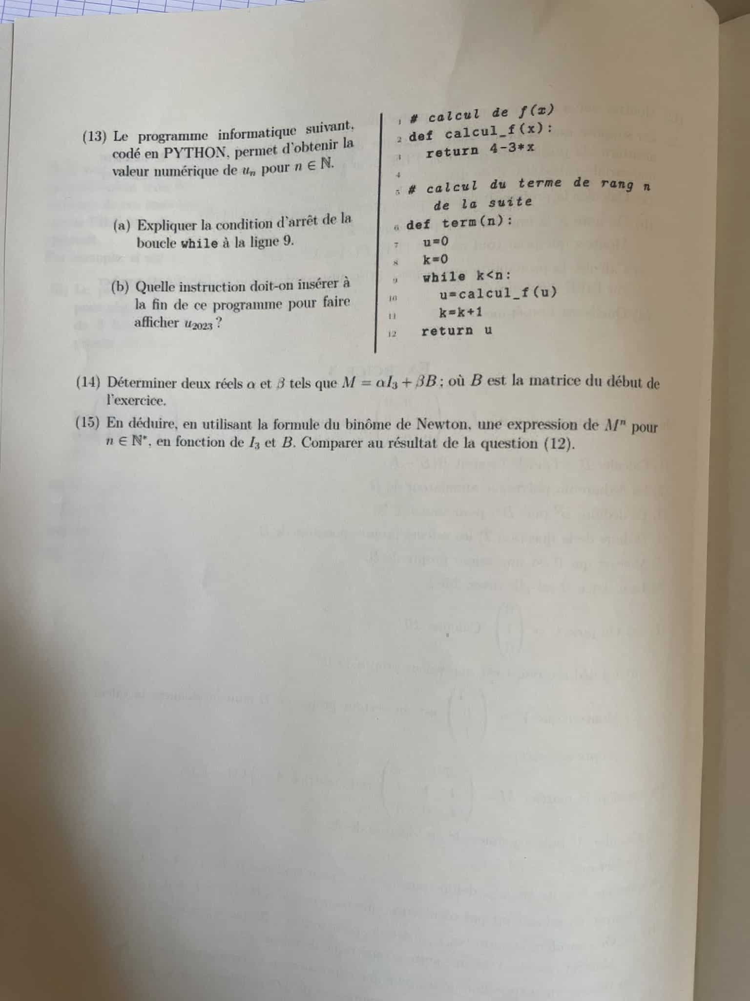 Math Matiques Ect Bsb Sujet Mister Pr Pa