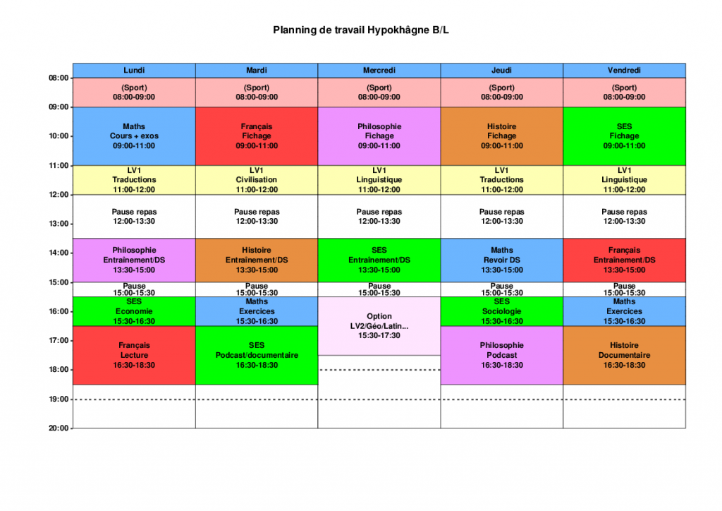  Planning  de  travail  sp cial B L pour les vacances de  la 