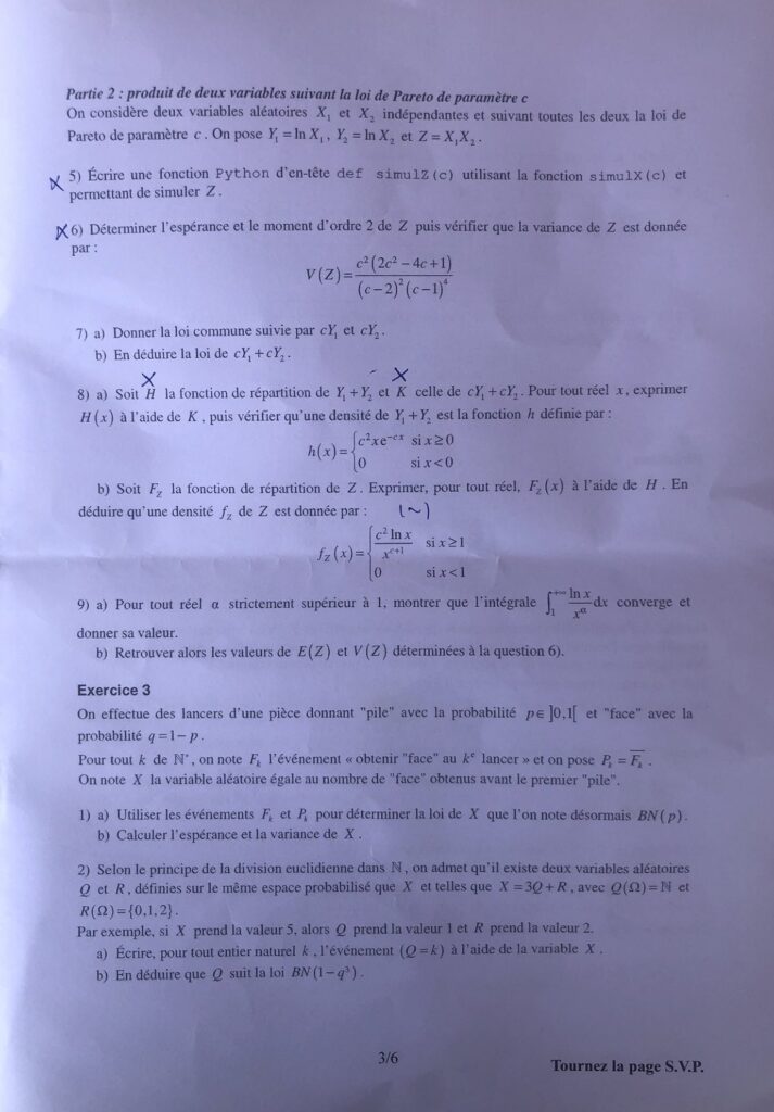 BCE 2023 MATHS APPROFONDIES EDHEC SUJET 3