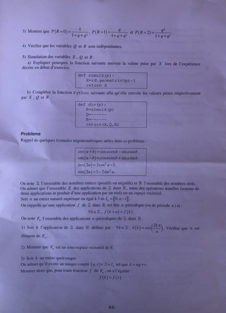 BCE 2023 MATHS APPROFONDIES EDHEC SUJET 4