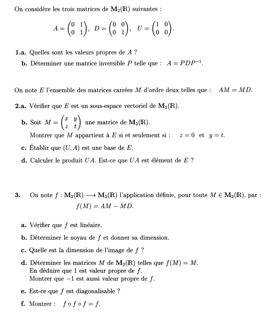 annale prepa maths algebre