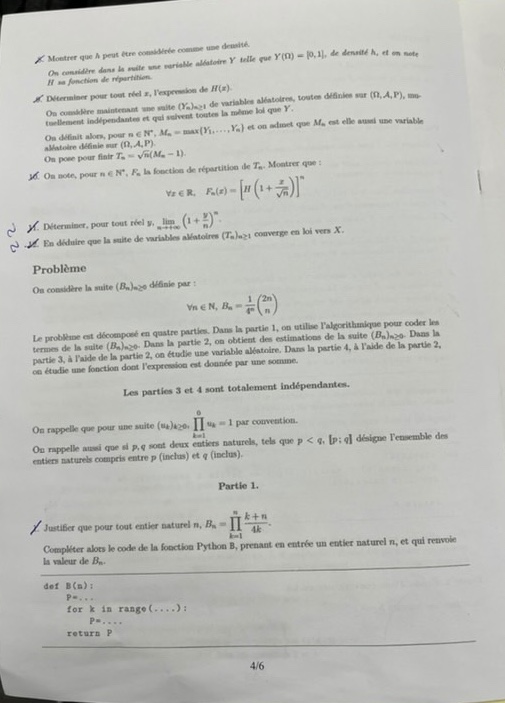 MATHEMATIQUES APPRO 2025 EDHEC PAGE 4
