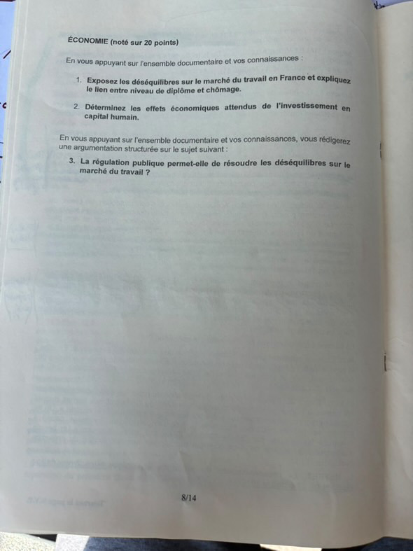 SUJET ECONOMIE DROIT SCBS 8