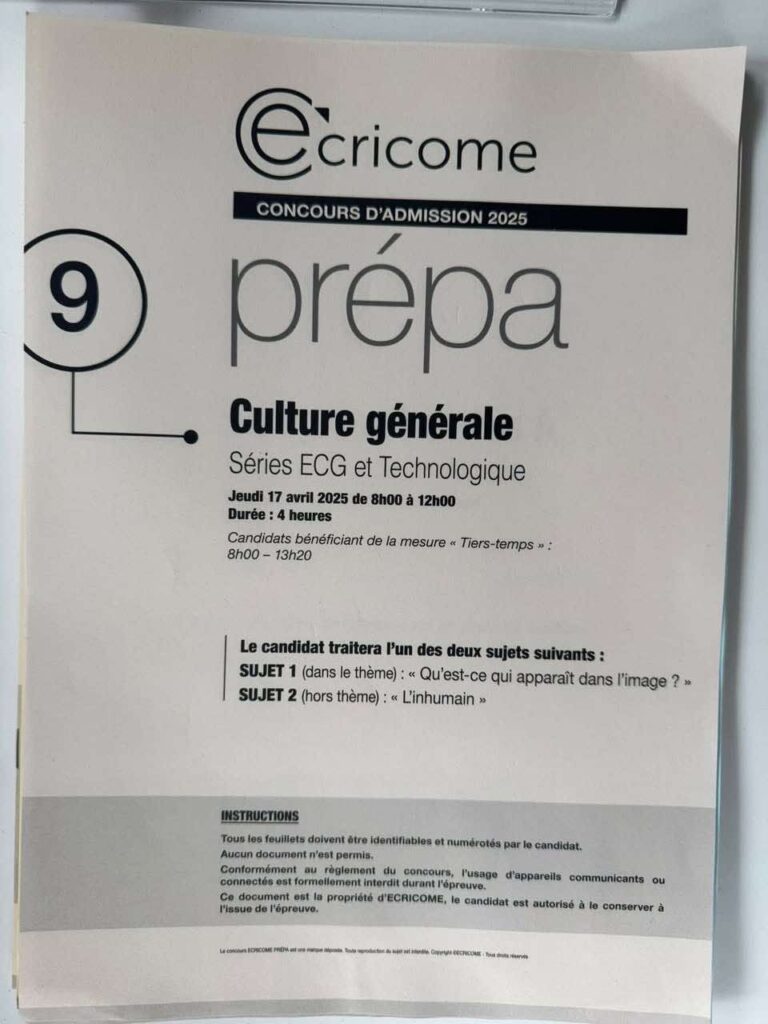 sujet culture generale ecricome 2025