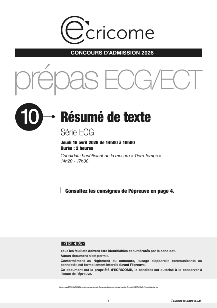 P1 sujet resume texte