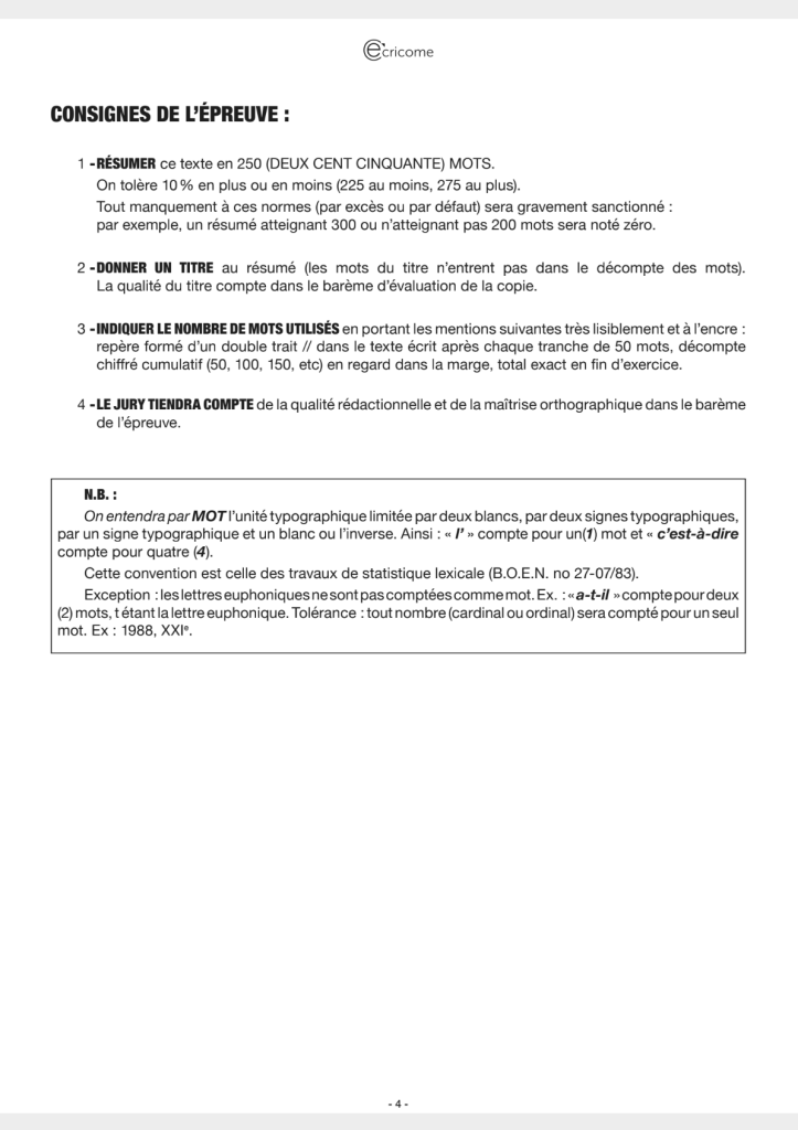 P4 sujet resume texte