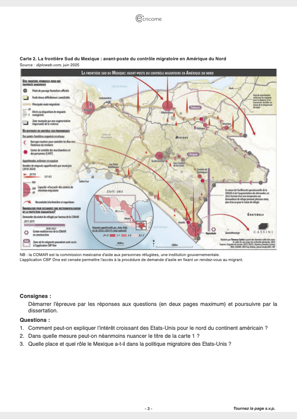 SUJET 1 GEOPOLITIQUE ECRICOME 2026