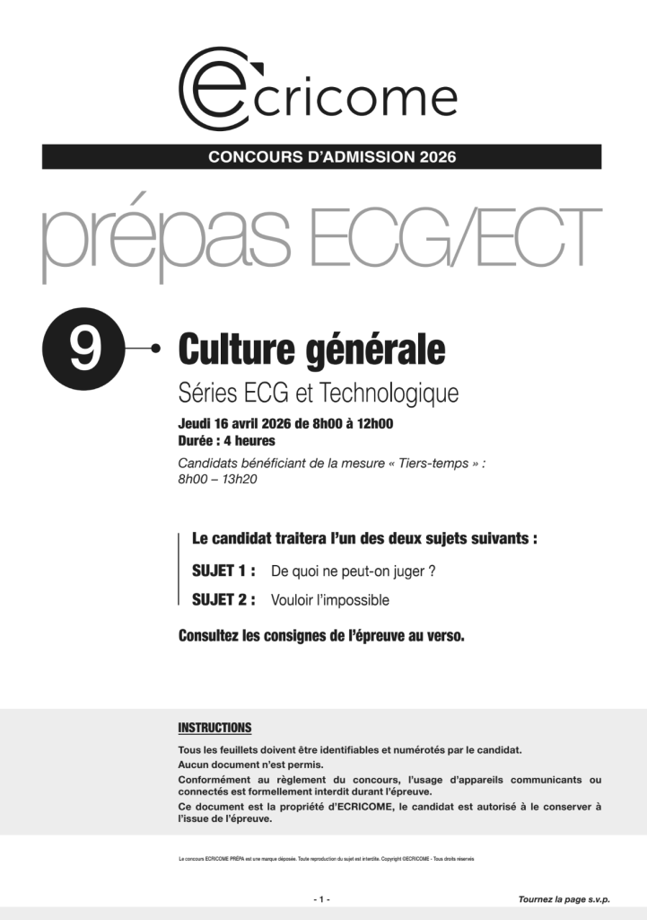 sujets cg ecricome